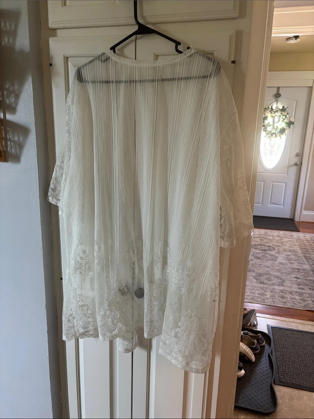 Sheer Ivory Lace Kimono Cardigan - Picture 4 of 4